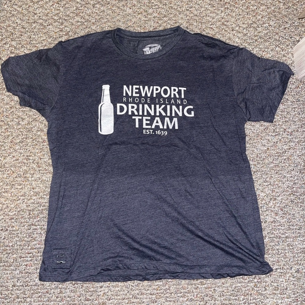 Newport, Rhode Island drinking team t shirt with built in bottle opener